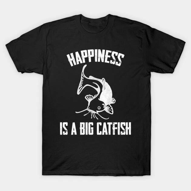 Happiness is a Big Catfish Funny Fish Made in Australia T-Shirt L