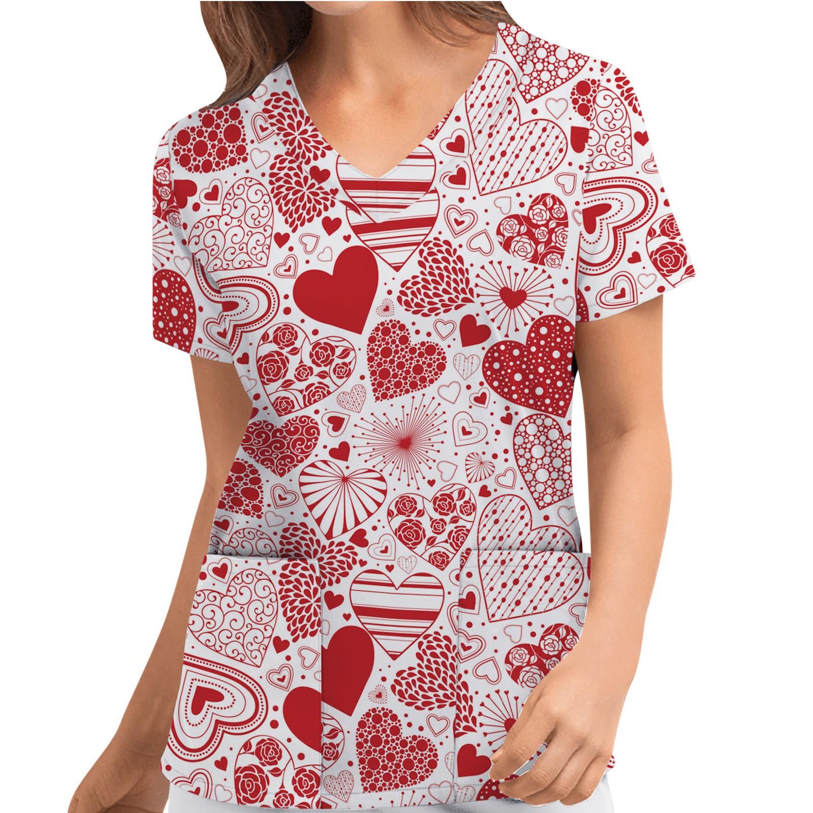 

Женский топ Carer с короткими рукавами и V-образным вырезом, принтом «Любовь» ко Дню святого Валентина M белый