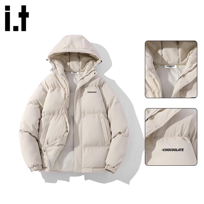 

Men s :CHOCOOLATEit Solid Hooded Loose Padded Winter Jacket S