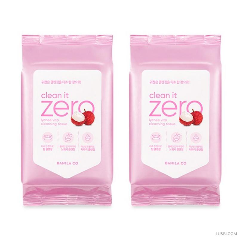 Banila Co Clean It Zero Lychee Vita Cleansing Tissue 30 Sheets x 2 Packs (+Free gift)