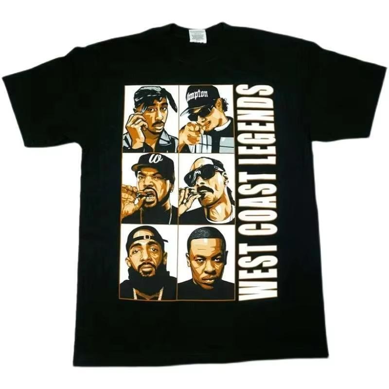 

ЗАПАДНОЕ ПОБЕРЕЖЬЕ РЭПЕР 2PAC 50Cent Рэп OG Уличные Танцы BBOY Хип-Хоп Футболка с коротким рукавом Летний Повседневный Топ для Мужчин и Женщин - Мужские ... S разноцветный