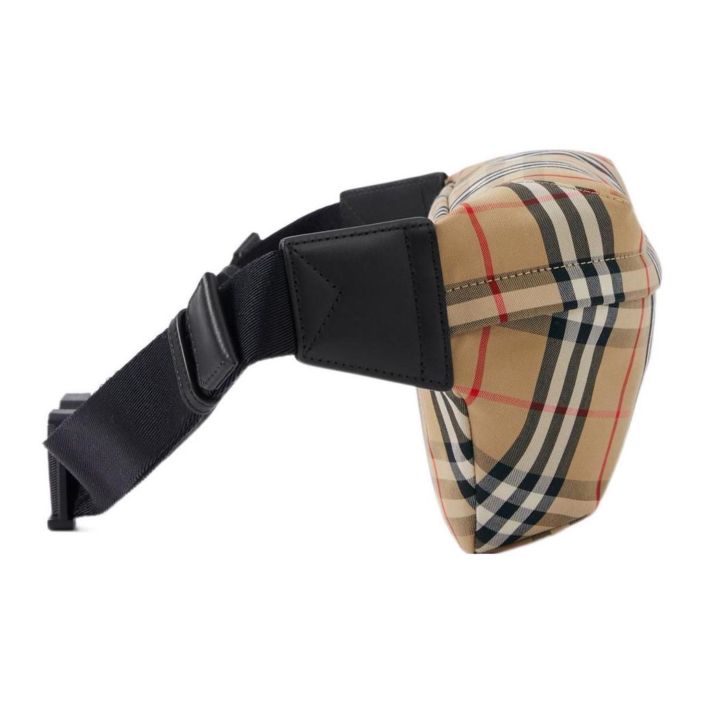Burberry Vintage Classic Check Polyester Crossbody Chest Waist Bag Medium Men Bags Beige 80104301