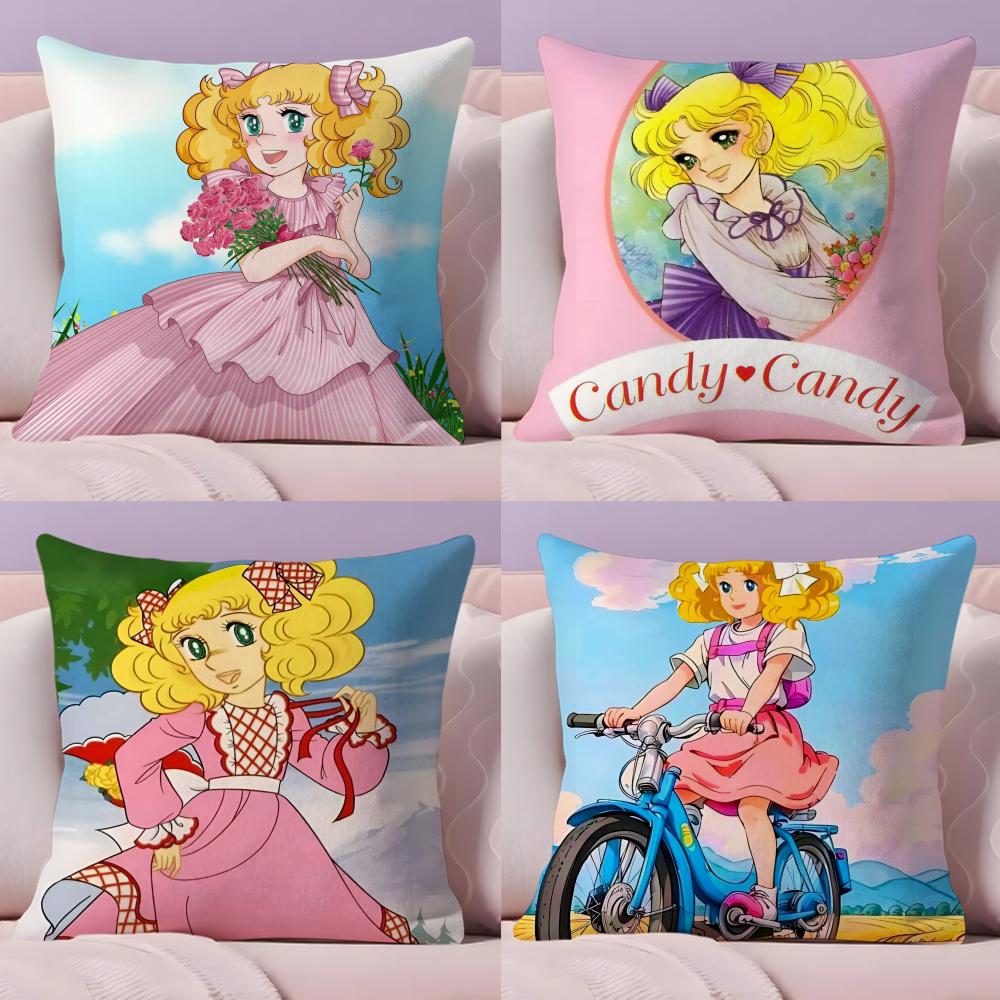 C-Candy Candy Anime Cushion Cover Plush Fabric Soft Double-Sided Printed Sofa Warm Winter Home Gift Pillow Cover