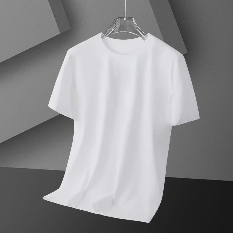 Men's Loose Fit Ice Silk Solid Color Short-Sleeve T-Shirt - Simple & Versatile Summer Style