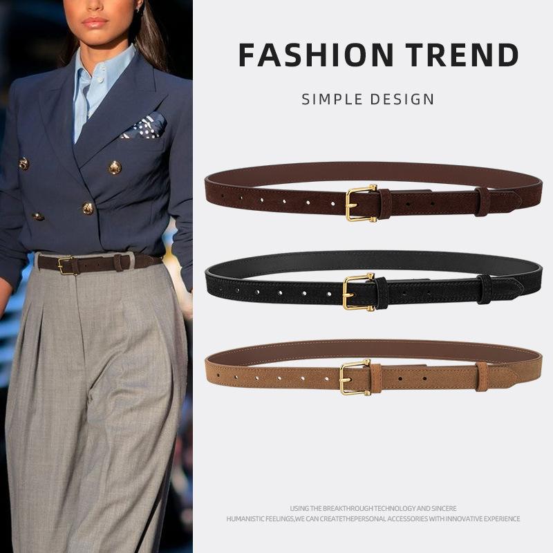 New Matte Design Sense Women's Genuine Leather Belt Retro Versatile Suit Jeans Accessories Commuting Belt