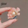 Long-lasting Brooch Women Sparkling Rhinestones Imitation Pearl Flower Shape Lapel