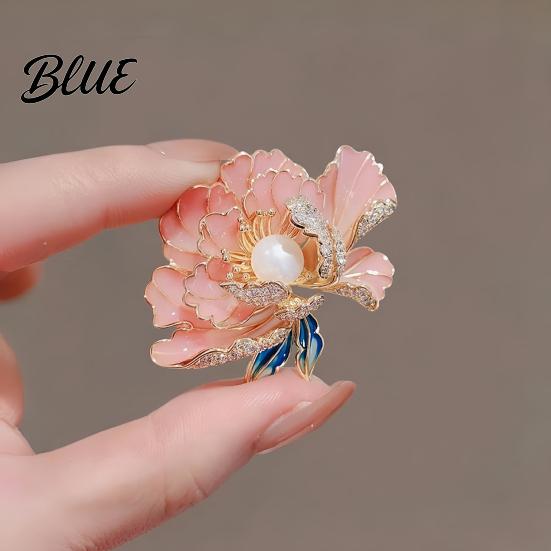 Long-lasting Brooch Women Sparkling Rhinestones Imitation Pearl Flower Shape Lapel