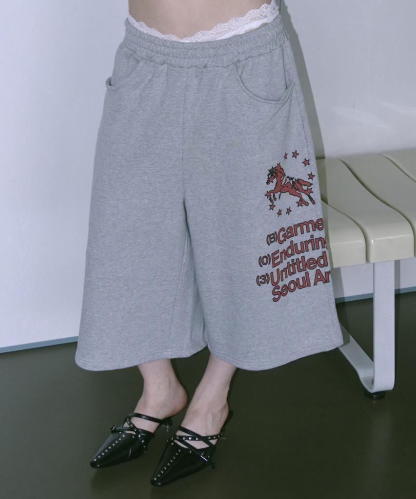 Eontaiteulseoul Unicorn Typography Bermuda Shorts Gray