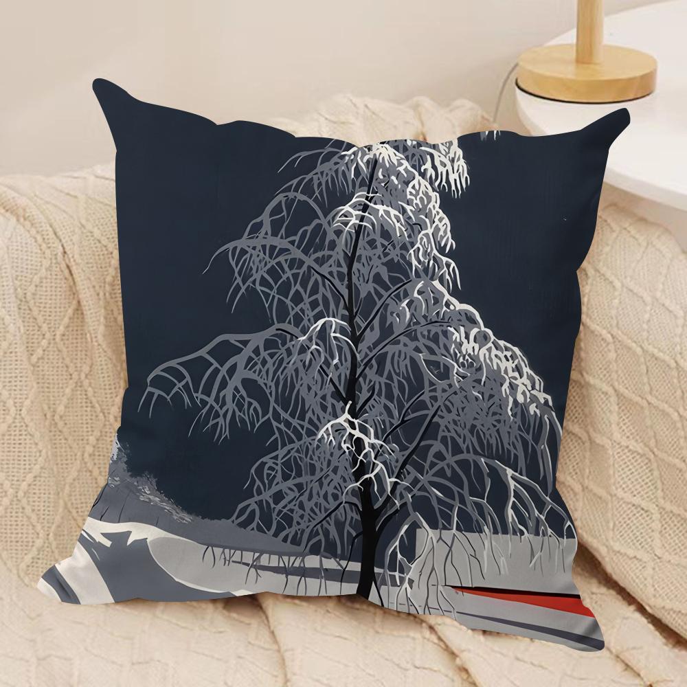 Snow Night Art Cushion Cover Silky Short Plush Invisible Zipper Dustproof Sofa Pillow Case For Home Decor
