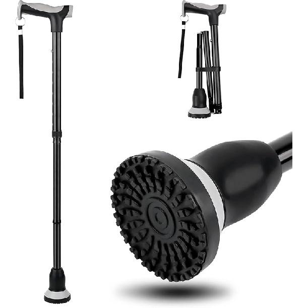 Walking Cane for Seniors Cool Canes for Women Men, Adjustable, Foldable, Collapsible Walking Canes with Storage Bag All Terrain Retractable Walking