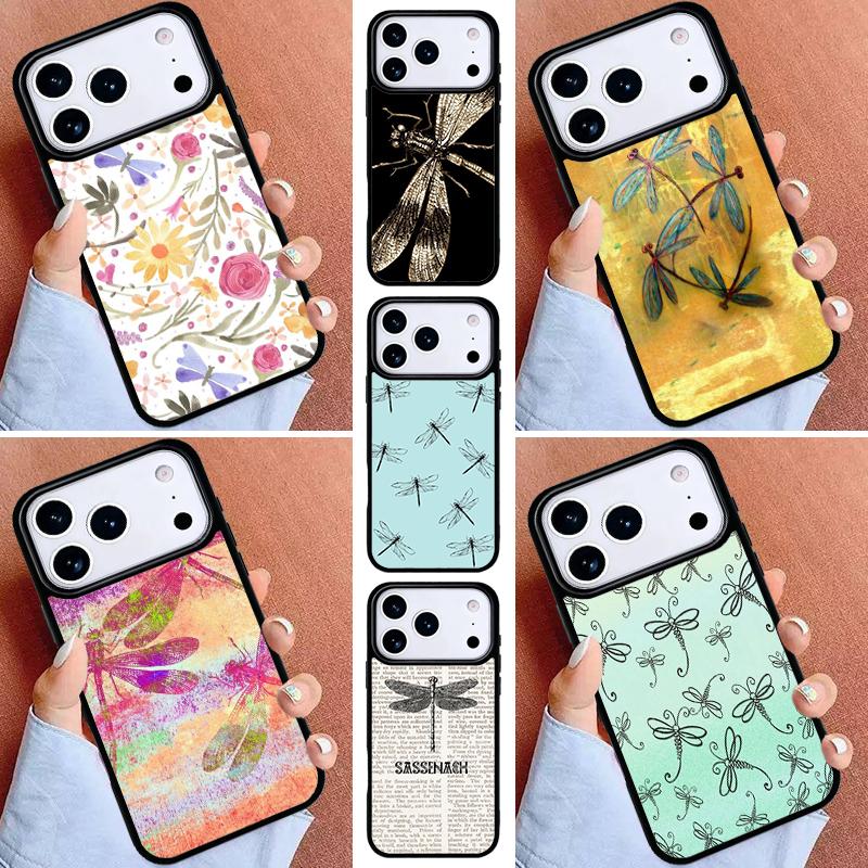 Dragonfly Insect Pattern Phone Case for iPhone 16e 15 14 13 12 17 Pro Max Plus Air 17pro Cover Coque