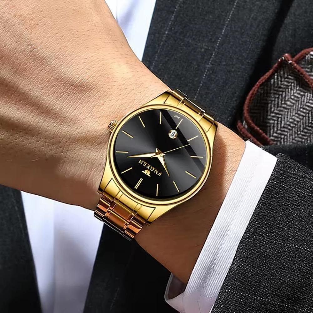 Men's Watch Brand Light Luxury Stainless Steel Calendar Waterproof Men's Business Leisure Fashion Quartz Watch