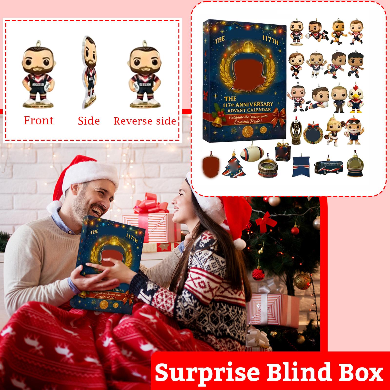 

2D 24PC Rooster Team 117th Anniversary Countdown Calendar Christmas Tree Decoration Acrylic Pendant One Size