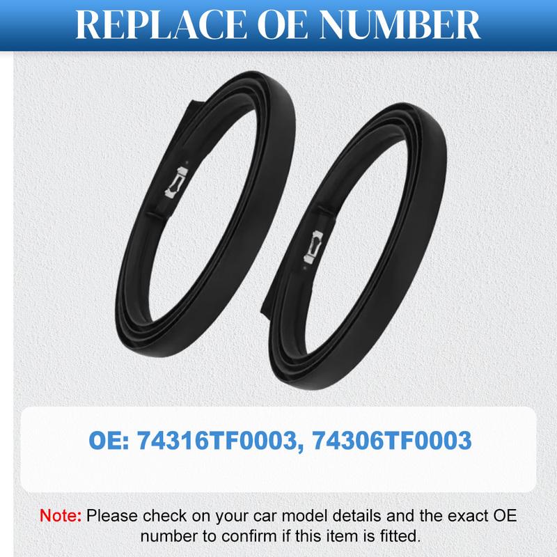 2pcs Car Roof Drip Finish Moulding Top Rubber Seal Strips for Honda Fit 5 Door 2009-2014 74316TF0003 74306TF0003