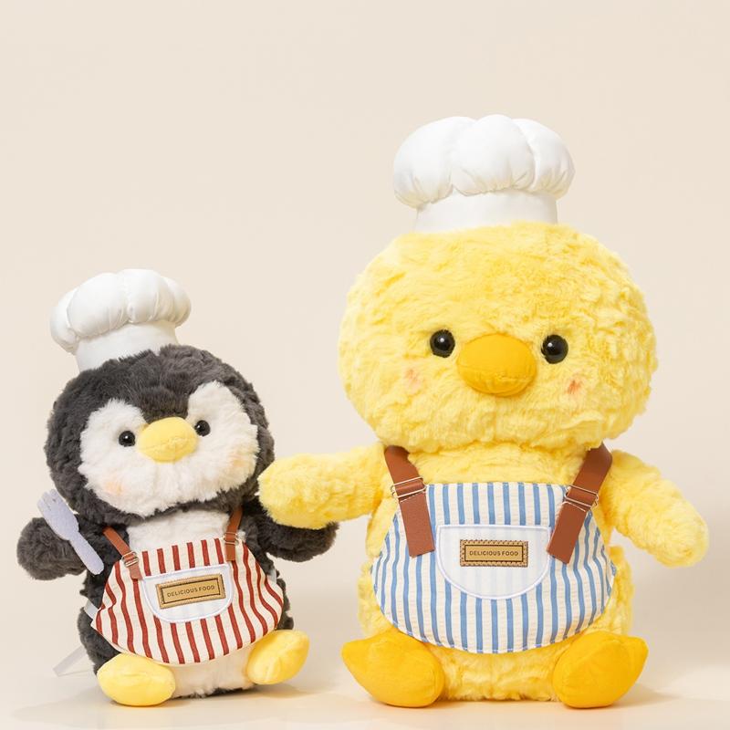 Adorable Chef Series Plush Stuffed Toy Cute Penguin Bear Duck Sheep Elephant Doll Toy Kawaii Home Decoration Toy Birthday Gifts
