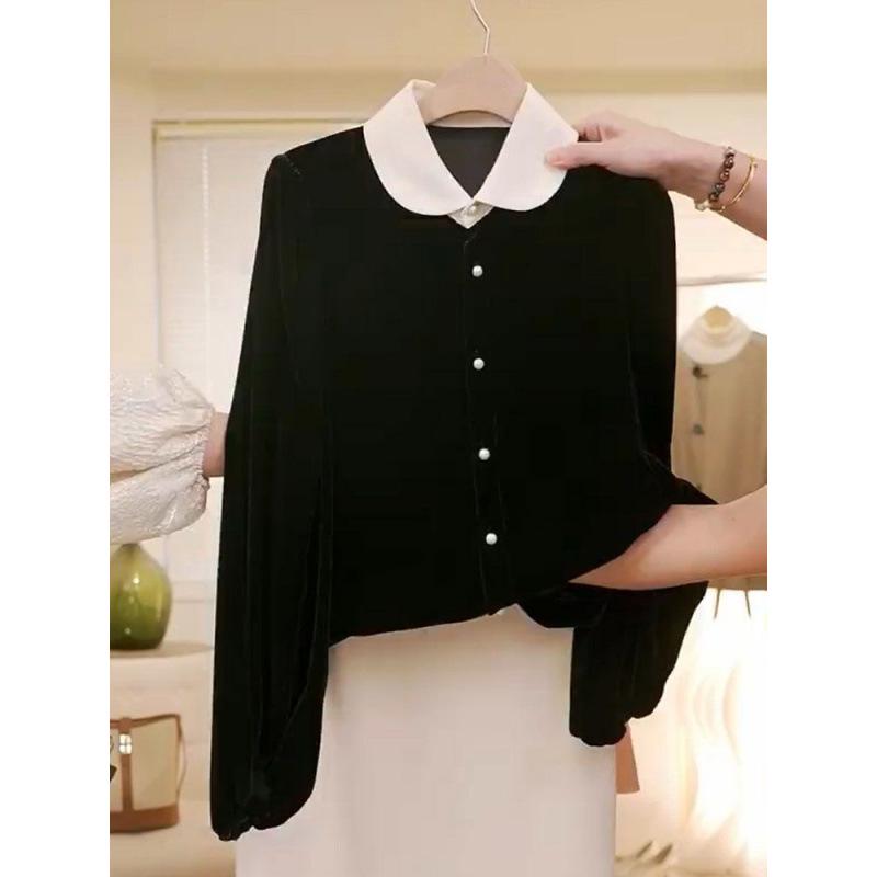 

Spring 2025 Doll Collar Fashion Cardigan - Women s Loose Fit Solid Color Top XL чорний