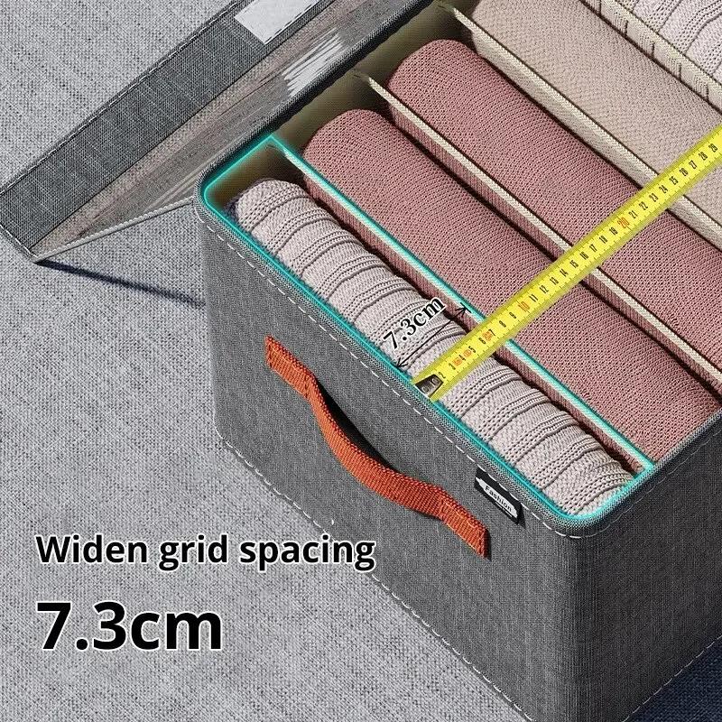6/7/9 Grids Clothing Storage Box With Compartments And Covers, Home Dormitory Clothing Classification And Sorting Box