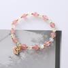 Natural Strawberry Crystal Bracelet Cute Swan Pink Jewelry Bangles Women Fashion Jewelry Accessories Gift