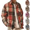 Men's Loose Fit Plaid Collared Jacket Long Sleeve Casual Top Casual Everyday Outfit