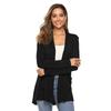 Women's Spring and Autumn Casual Knitted Cardigan Plain Color Simple Mid-Length Long Sleeve Outerwear