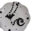 Gotisch Punk Schwarz Vampir Fledermaus Menschliches Gesicht Halbmond Quaste Anhänger Perlenkette Halskette für Damen Herren Halloween Party Schmuck