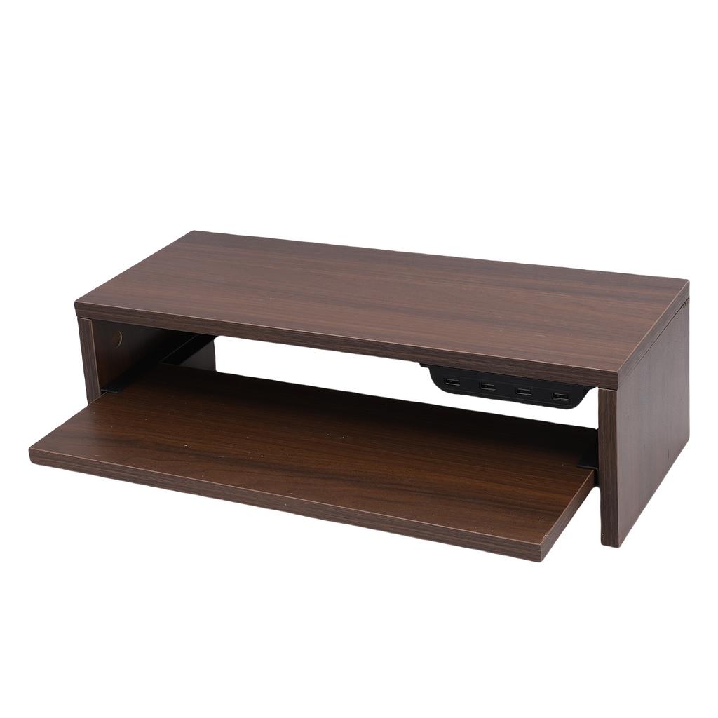 Desktop Display Riser with Drawer AC Outlets and USB Port Hub Mobile Phone Charging Laptop Screen Support Stand