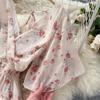Dames Zomer Sexy V-hals Taille Lange Chiffon Bloemen Strandjurken