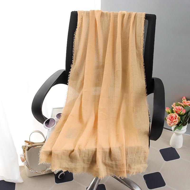 Sciarpa grande da donna in cotone e lino di colore puro: Foulard musulmano primaverile/estivo, telo mare, scialle con protezione solare
