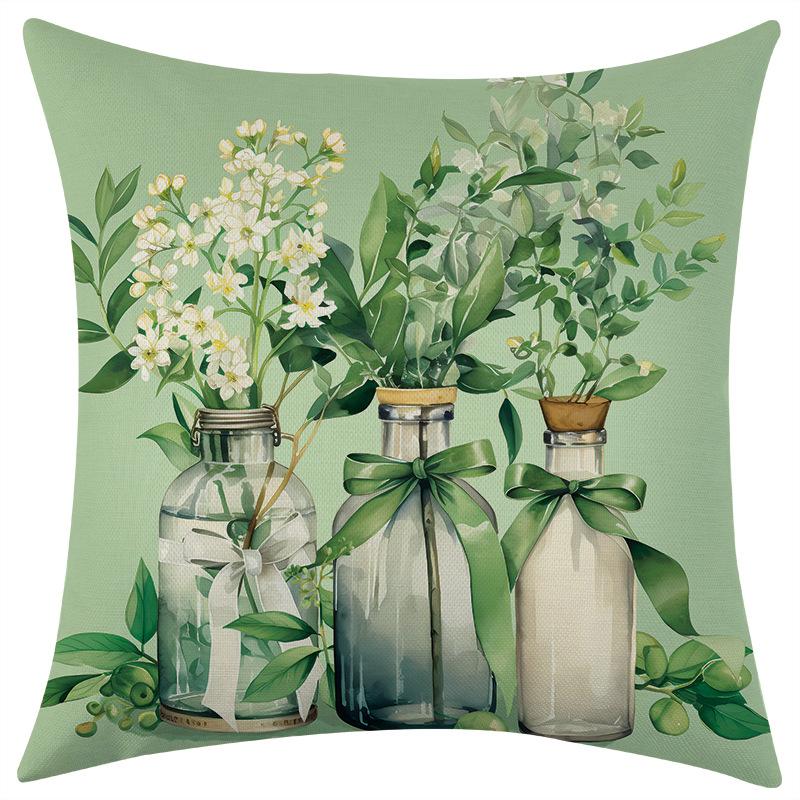 

New Spring Flower Series Linen Pillowcase Car Sofa Lumbar Pillow Cushion 45 * 45 separate pillow cover