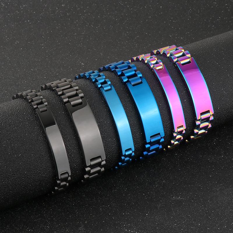 Korean Style Engravable Titanium Steel Men's Adjustable Bangle Bracelet