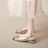 Sandały Hollow Toe dla kobiet, złote miękkie czubki, miękka skóra, kwadratowe palce, płaskie dno, płytkie usta, buty damskie w dużych rozmiarach