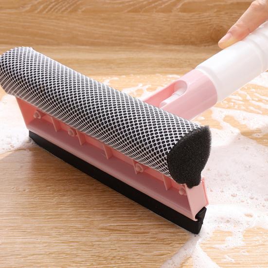 Window Glass Squeegee with Water Spray Non-Slip Handle Design Hanging Storage Multifunctional 3-in-1 Cleaner