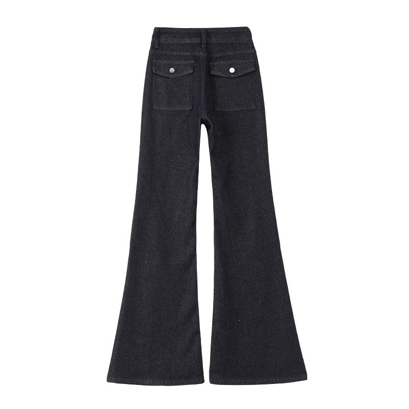 Autumn American-style denim high-waisted slightly pulled jeans for women's autumn and winter new Spice Girls slim-fitting without sticking to their
