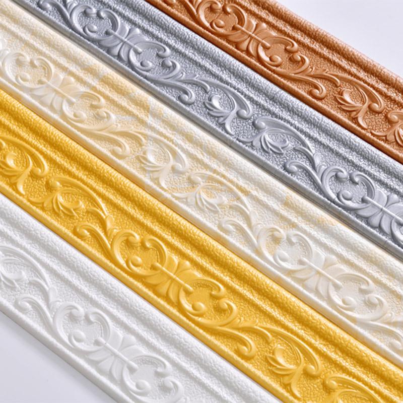 3D Wall Trim Line Skirting Border Self Adhesive Waterproof Baseboard Wallpaper Wall Sticker For Room Home Decoration