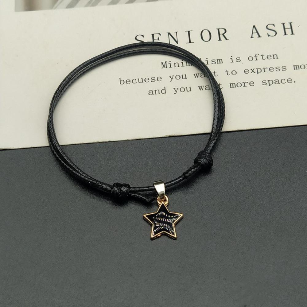 Metal BlacK White Rope Stars Bracelet Smooth Surface Paired Bracelets Gifts for Lovers