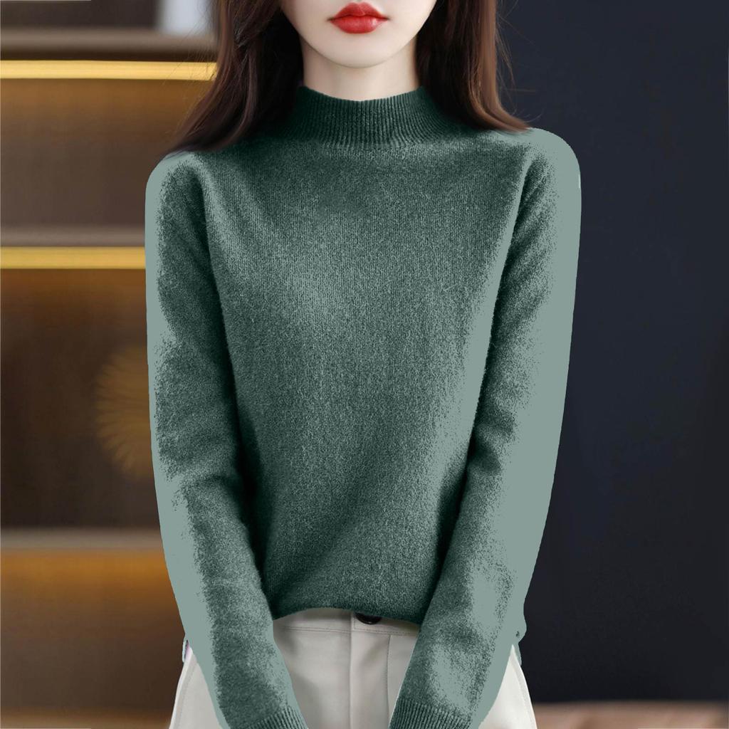Women's Knit Turtleneck Long-Sleeve Top Casual Comfortable Long-Sleeve Blouse