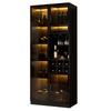 Vitrine mit LED-Beleuchtung App-Steuerbar, Glasschrank mit Glastüren, Weinregal und Stauraum, Wohnzimmerschrank
