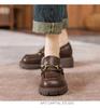 Platform women's autumn new velvet single shoes inner height increase small leather shoes small size 33