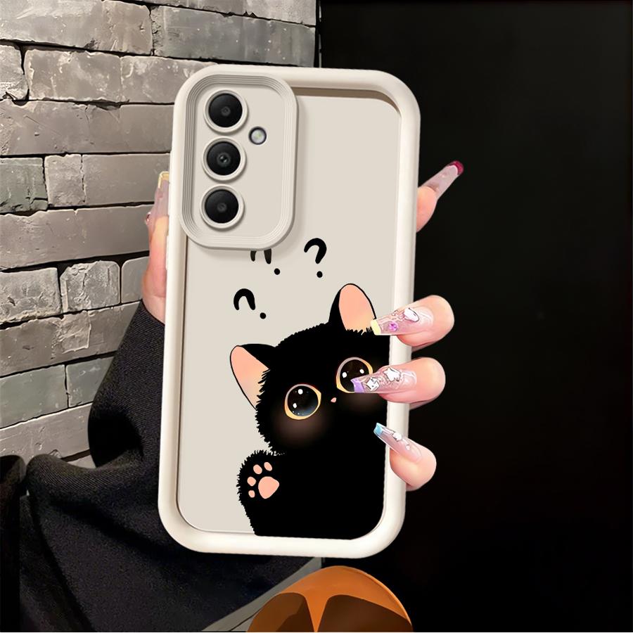 Phone Cover Case for Samsung Galaxy A16 A53 A54 A71 A72 A56 A23 A12 A13 A35 A36 A15 A26 A32 A51 A73 A34 Hello Cute Blacks Cat