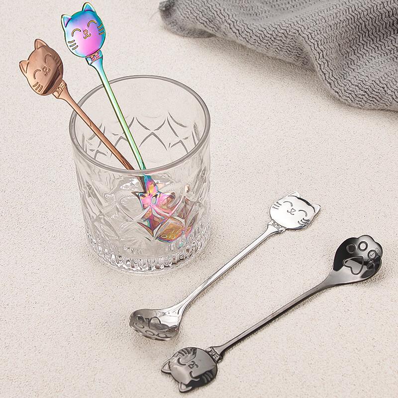ZISIZ Lucky Cat Stirring and Strainer Spoon