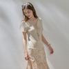 Sancai V-Neck Tassel Tie Short Sleeve Knit Top