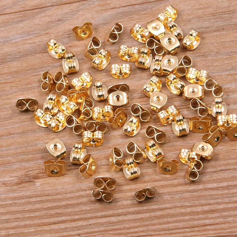 50-100 Stück 2 Farben Edelstahl Ohrstecker Leere Stiftbasis Pins Mit Verschluss Ohrrücken Für DIY Schmuckherstellung