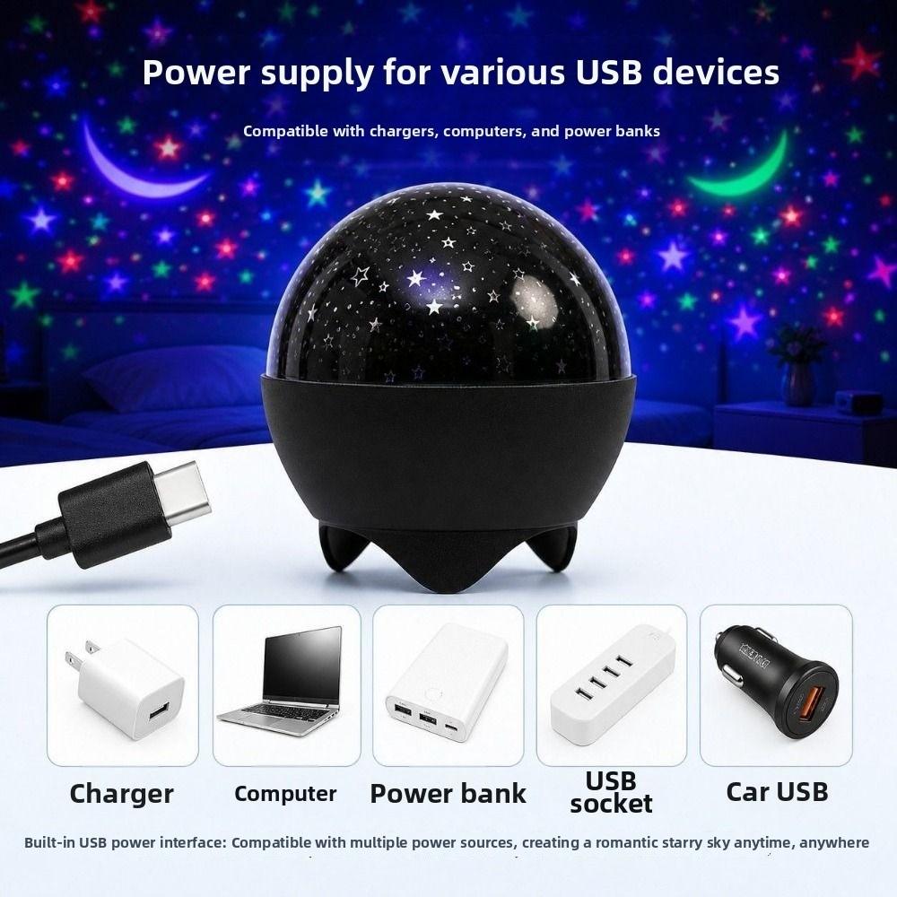 Dreamy Star Projector Night Light LED Colorful 5V USB Projector Lamp Romantic Moon Galaxy Party Ambient Light Room Decor