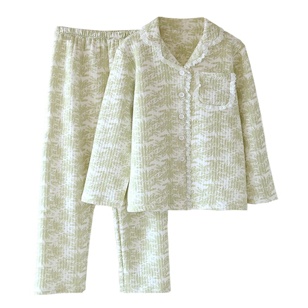 

IDOHEMO Floral Size XL Women s Pajamas, Loungewear, Cotton, Print, Green,