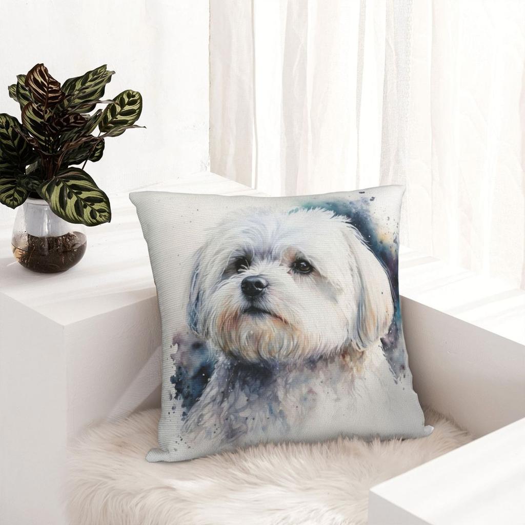 Maltese Dog Art Pillowcase Polyester Cushion Comfort Throw Pillow Sofa Decorative Cushions Used for Home Bedroom Living Room