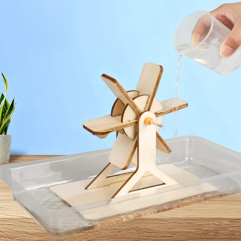 DIY Wooden Water Wheel Toy for Kids Creative Science Experiment Puzzle Educational Homemade Physics Toy