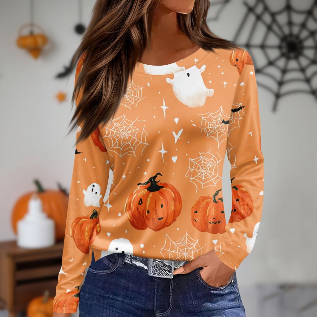 Women's Daily Casual Long-sleeved Printed O-neck Top