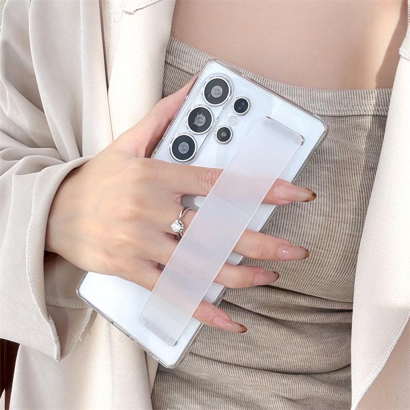 Luxusní matný elastický silikonový náramek pouzdro na telefon pro Samsung S25 S24 S23 Ultra S25 Plus Tvrdý PC Průhledný Nárazuvzdorný Zadní Kryt
