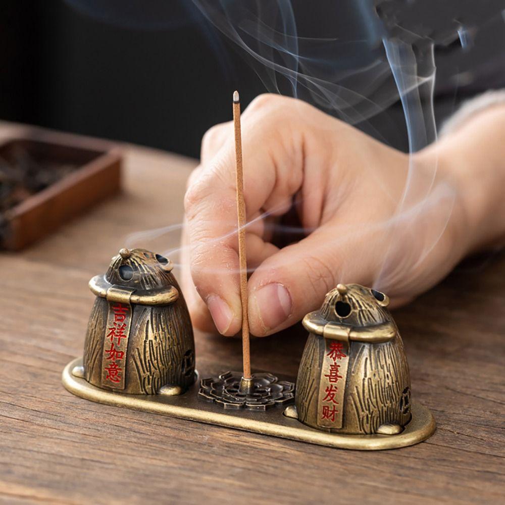 Good Symbolism Incense Burner Zinc Alloy Indoor Aromatherapy Creative Incense Burning  Gifts