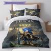 Sonic Hedgehog Pattern Bedding Quilt Set Quilt Cover Pillowcase Home Birthday Gift(1 * Duvet Cover + 2 * Pillowcase, Without Core)
